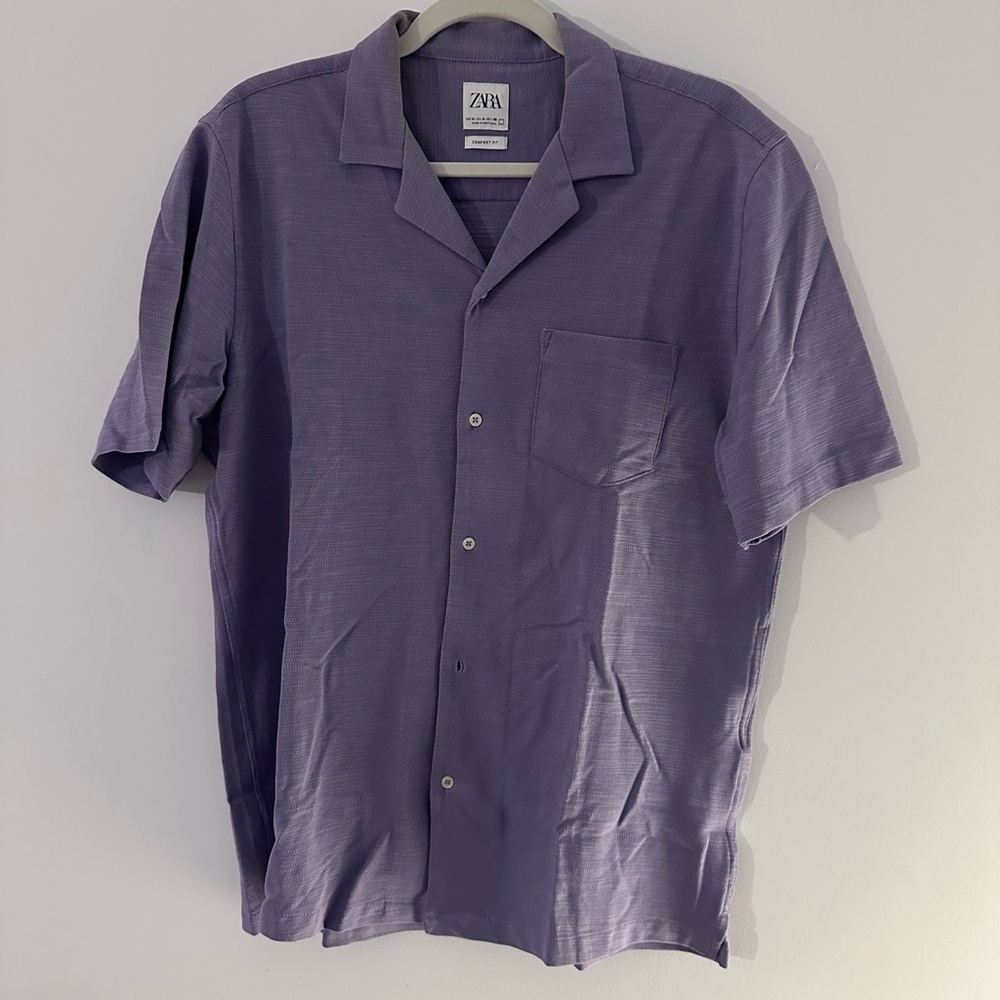 Zara Men's Casual Lavender Button Down Shirt